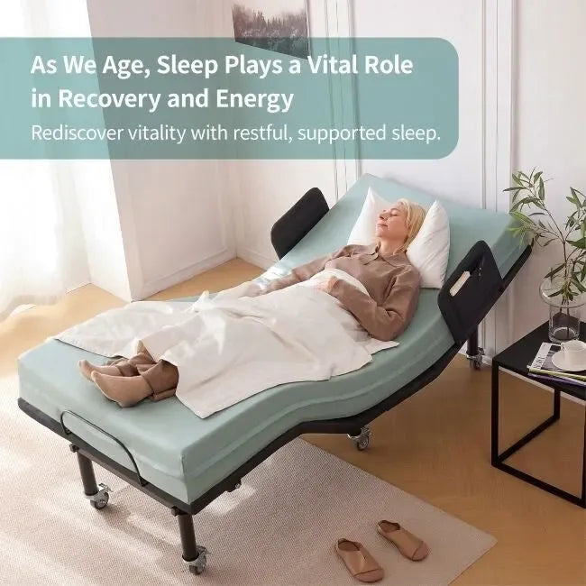 Cadre de lit réglable Twin XL et matelas 6, lit zéro gravité avec barres latérales