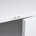 Meuble support d'imprimante mobile blanc avec armoire de rangement, 4 roulettes, utilisateur unique