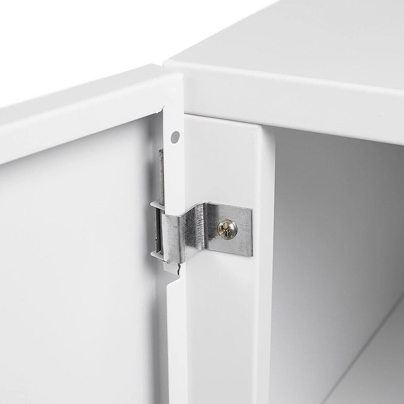 Meuble support d'imprimante mobile blanc avec armoire de rangement, 4 roulettes, utilisateur unique