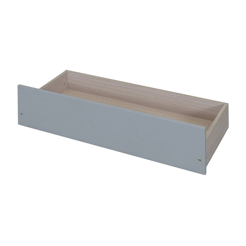 Lit de repos en bois gris/noyer avec 2 tiroirs, jumeau, 1 personne