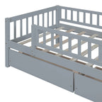 Lit de repos en bois gris/noyer avec 2 tiroirs, jumeau, 1 personne