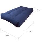 Noir / Bordeaux / Chocolat / Naturel / Vert Forêt / Marine / Sauge / Caramel, Sergé, Matelas Futon Simple, 1 personne
