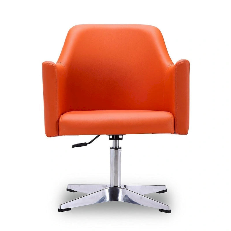 Fauteuil pivotant d'appoint en similicuir blanc/orange, réglable en hauteur, lot de 2