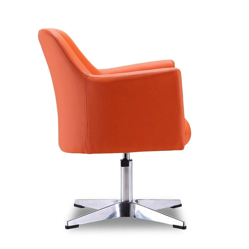 Fauteuil pivotant d'appoint en similicuir blanc/orange, réglable en hauteur, lot de 2