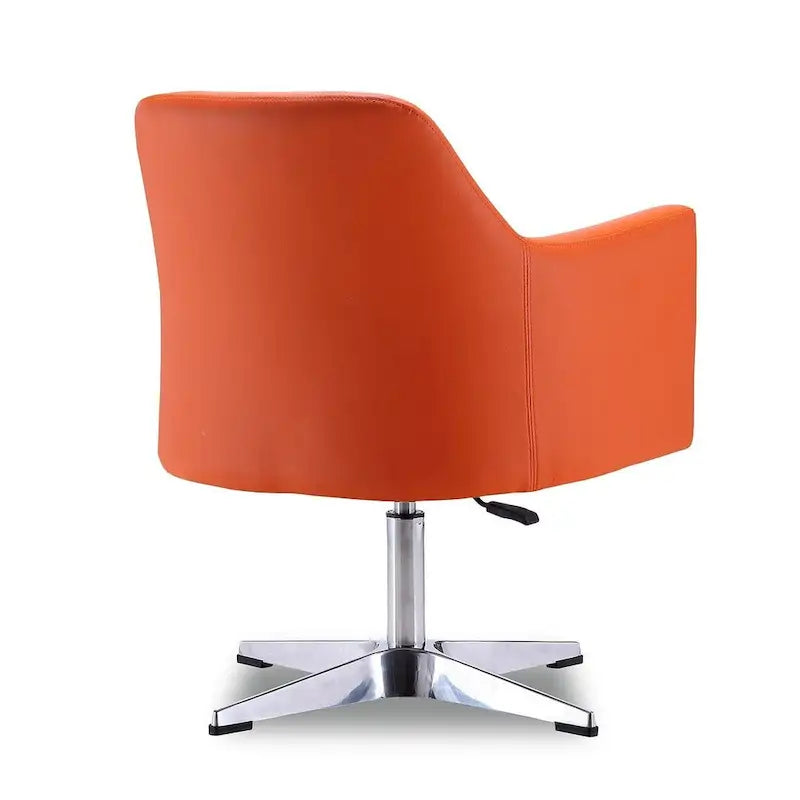 Fauteuil pivotant d'appoint en similicuir blanc/orange, réglable en hauteur, lot de 2