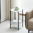 Table d'appoint/Table basse ronde à 2 niveaux avec plateau en marbre