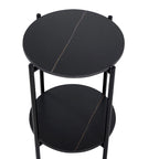 Table d'appoint/Table basse ronde à 2 niveaux avec plateau en marbre