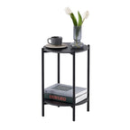 Table d'appoint/Table basse ronde à 2 niveaux avec plateau en marbre