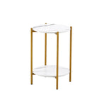Table d'appoint/Table basse ronde à 2 niveaux avec plateau en marbre