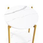 Table d'appoint/Table basse ronde à 2 niveaux avec plateau en marbre