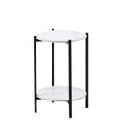 Table d'appoint/Table basse ronde à 2 niveaux avec plateau en marbre