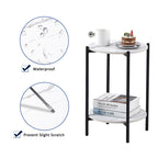 Table d'appoint/Table basse ronde à 2 niveaux avec plateau en marbre
