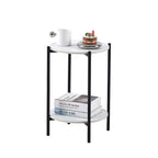 Table d'appoint/Table basse ronde à 2 niveaux avec plateau en marbre