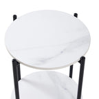 Table d'appoint/Table basse ronde à 2 niveaux avec plateau en marbre