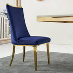 Chaises de salle à manger en velours avec dossier à texture réticulée et garniture métallique sur le dessus