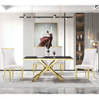 Chaises de salle à manger en velours avec dossier à texture réticulée et garniture métallique sur le dessus
