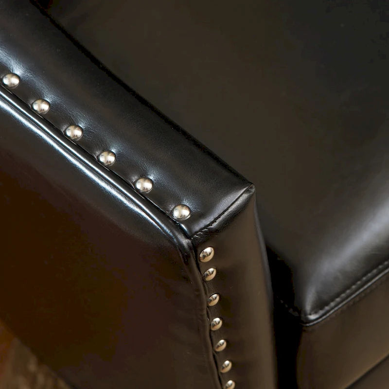 Fauteuil club en similicuir noir une place