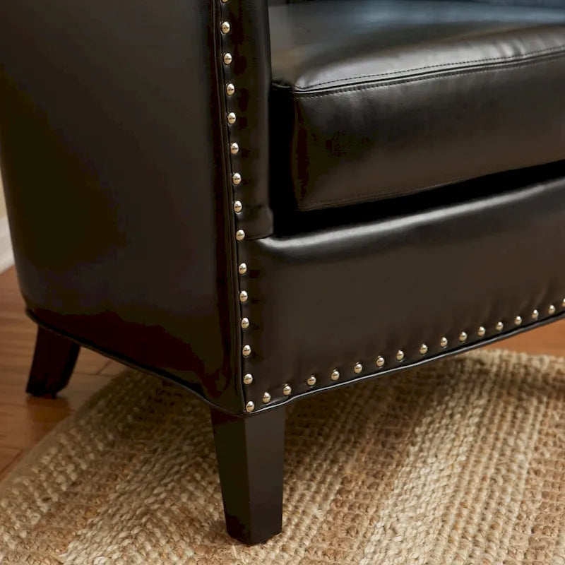 Fauteuil club en similicuir noir une place