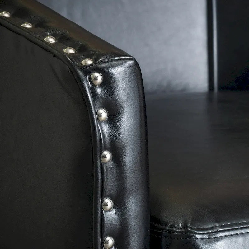 Fauteuil club en similicuir noir une place