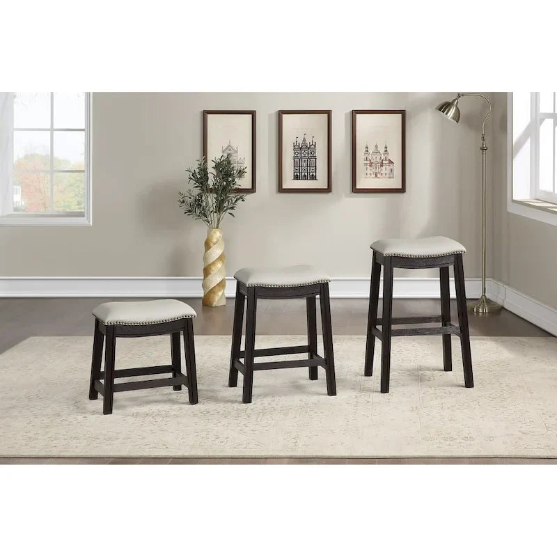 Tabouret de comptoir/bar en similicuir gris, lot de 2