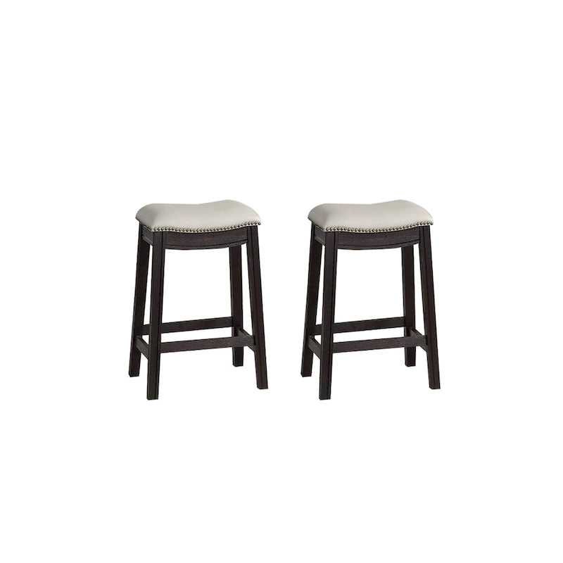 Tabouret de comptoir/bar en similicuir gris, lot de 2