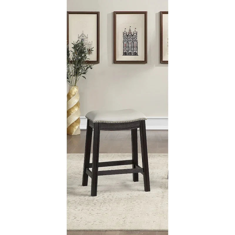 Tabouret de comptoir/bar en similicuir gris, lot de 2