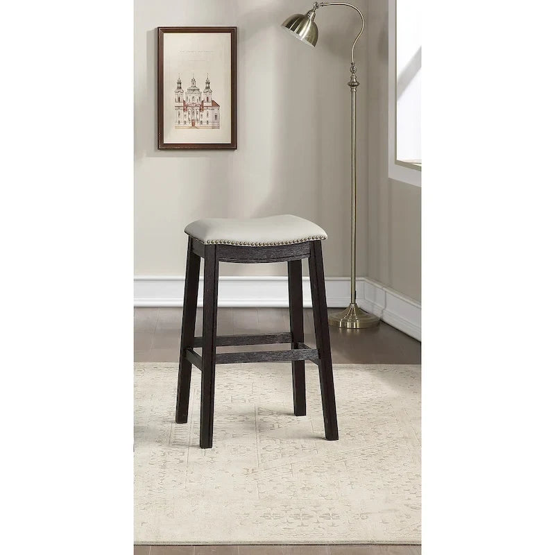 Tabouret de comptoir/bar en similicuir gris, lot de 2