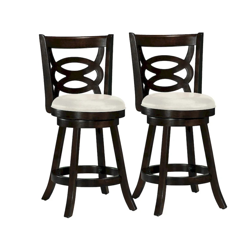 Tabourets de bar pivotants blancs hauteur comptoir, lot de 2