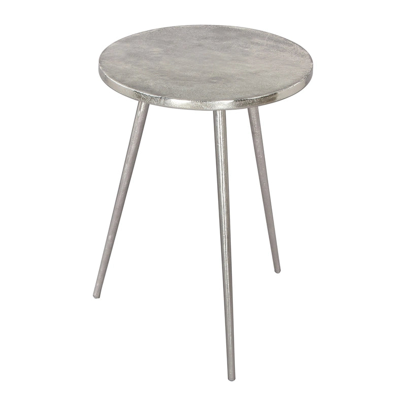 Table d'appoint en fonte d'aluminium argentée, une pièce