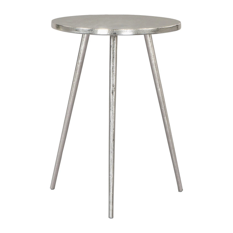 Table d'appoint en fonte d'aluminium argentée, une pièce