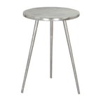 Table d'appoint en fonte d'aluminium argentée, une pièce