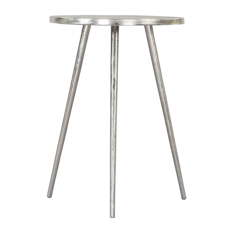 Table d'appoint en fonte d'aluminium argentée, une pièce