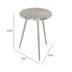 Table d'appoint en fonte d'aluminium argentée, une pièce