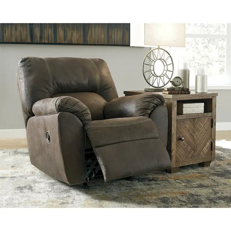 Fauteuil inclinable à bascule en chocolat, une place, similicuir