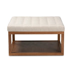Pouf de cocktail tapissé gris/beige, carré, 1 personne
