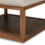 Pouf de cocktail tapissé gris/beige, carré, 1 personne