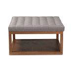 Pouf de cocktail tapissé gris/beige, carré, 1 personne