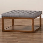 Pouf de cocktail tapissé gris/beige, carré, 1 personne