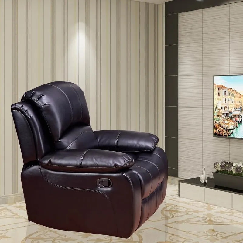 Fauteuil inclinable planeur Club en cuir reconstitué noir/marron, 1 place
