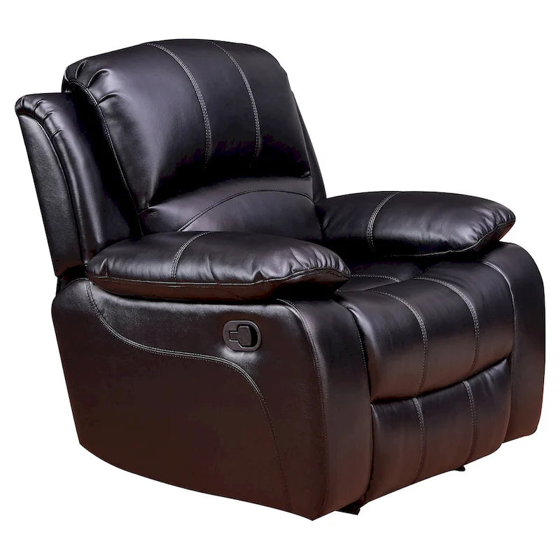 Fauteuil inclinable planeur Club en cuir reconstitué noir/marron, 1 place