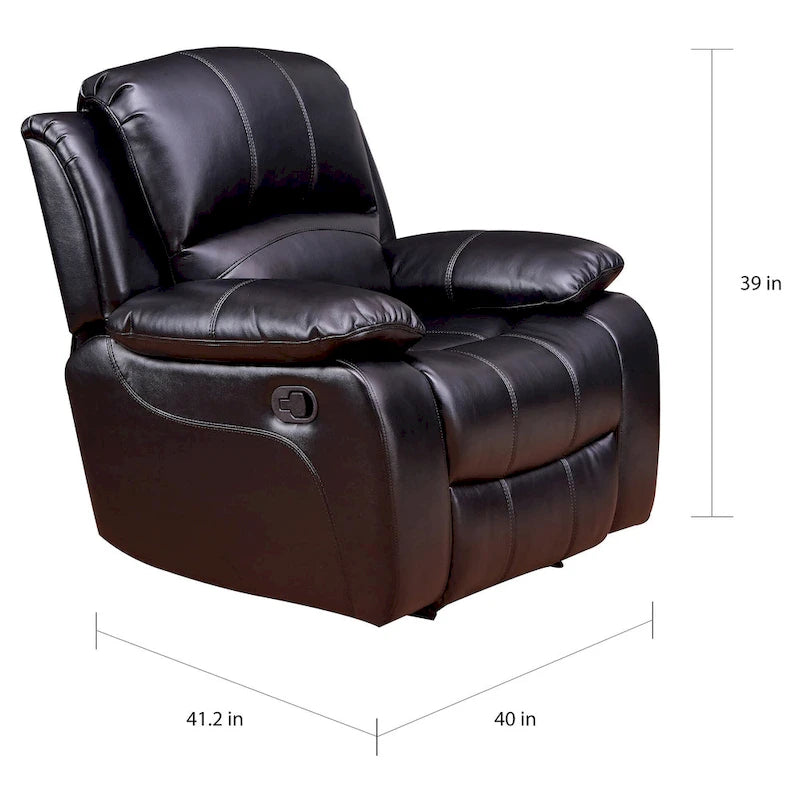 Fauteuil inclinable planeur Club en cuir reconstitué noir/marron, 1 place