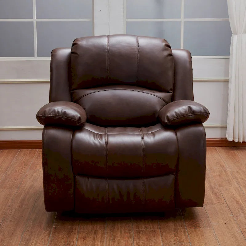 Fauteuil inclinable planeur Club en cuir reconstitué noir/marron, 1 place