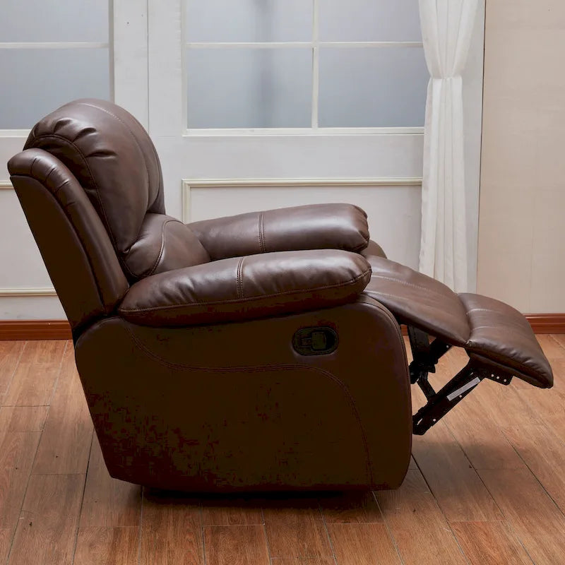 Fauteuil inclinable planeur Club en cuir reconstitué noir/marron, 1 place