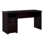 Bureau d'ordinateur 60 W Espresso Oak avec tiroirs, 1 personne