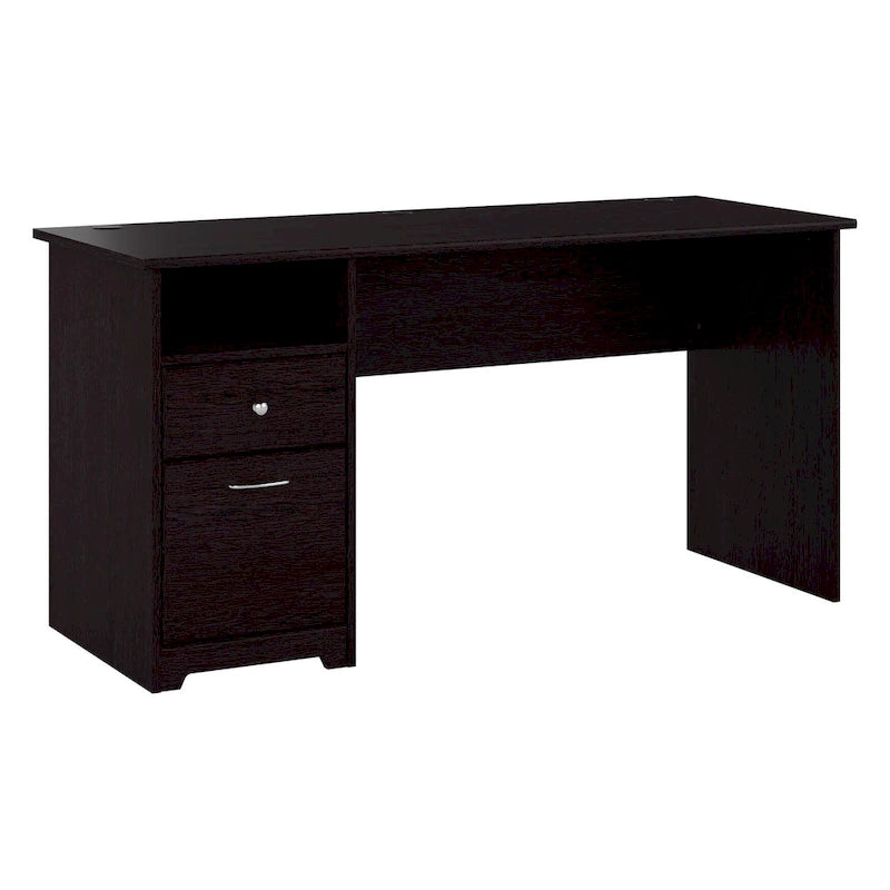 Bureau d'ordinateur 60 W Espresso Oak avec tiroirs, 1 personne