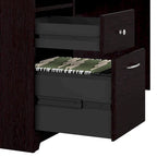 Bureau d'ordinateur 60 W Espresso Oak avec tiroirs, 1 personne