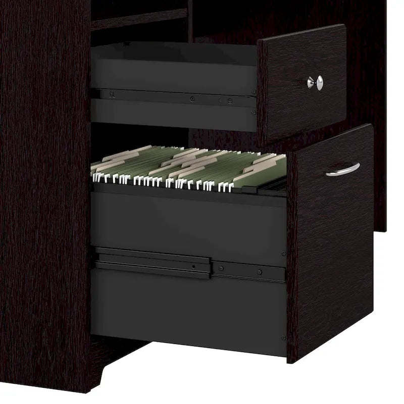 Bureau d'ordinateur 60 W Espresso Oak avec tiroirs, 1 personne