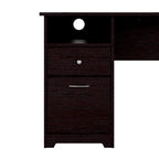 Bureau d'ordinateur 60 W Espresso Oak avec tiroirs, 1 personne