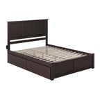 Lit plateforme Madison avec pied de lit et 2 tiroirs, couleur expresso
