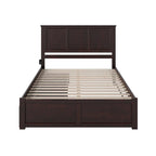 Lit plateforme Madison avec pied de lit et 2 tiroirs, couleur expresso